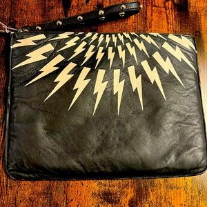 Neil Barrett lightning bolt clutch/wristlet.